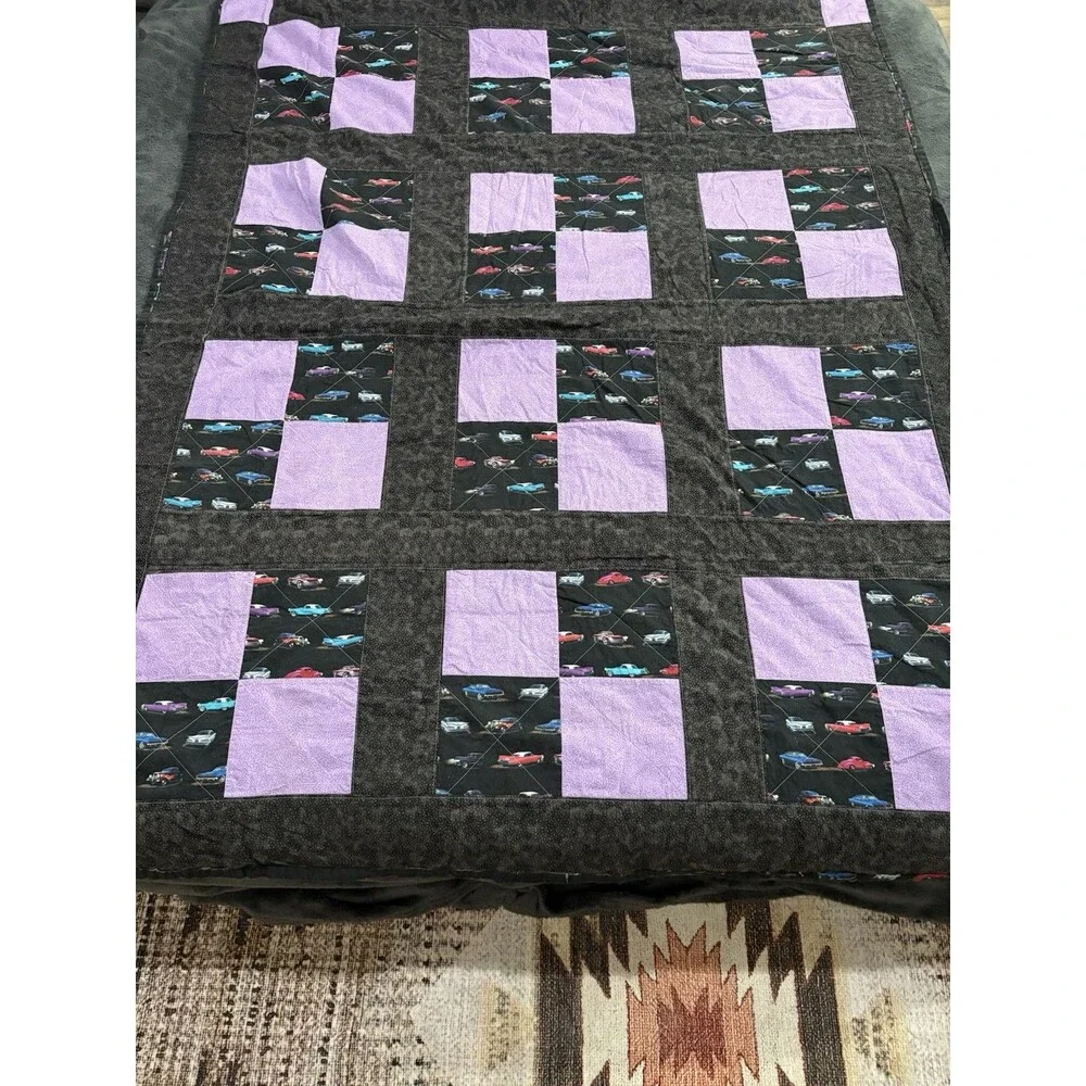 Vintage Hot rod Car Blanket 60” X  80”